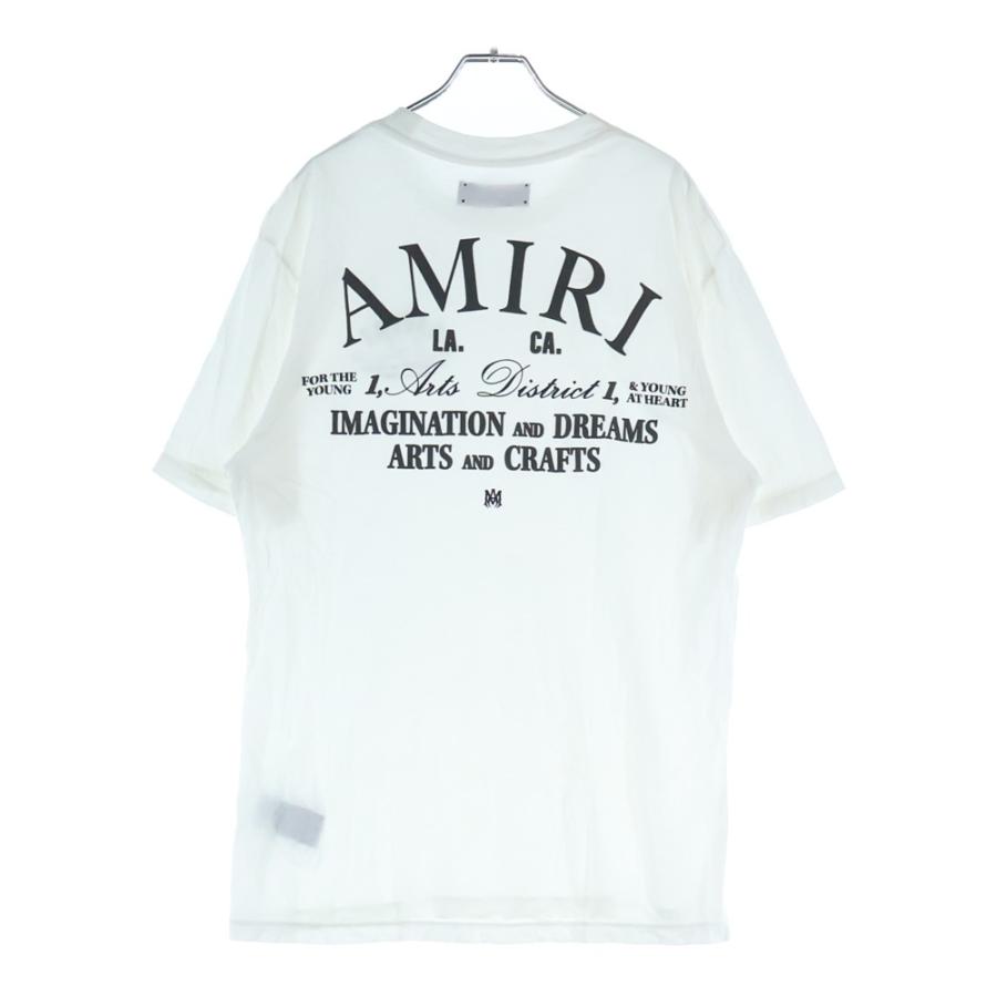 AMIRI アミリ 25SS 両面ロゴパッチ クルーネック半袖Tシャツカットソー ホワイト レディース AMIRI アミリ 25SS CITY TEE 両面ロゴプリント クルーネック半袖T