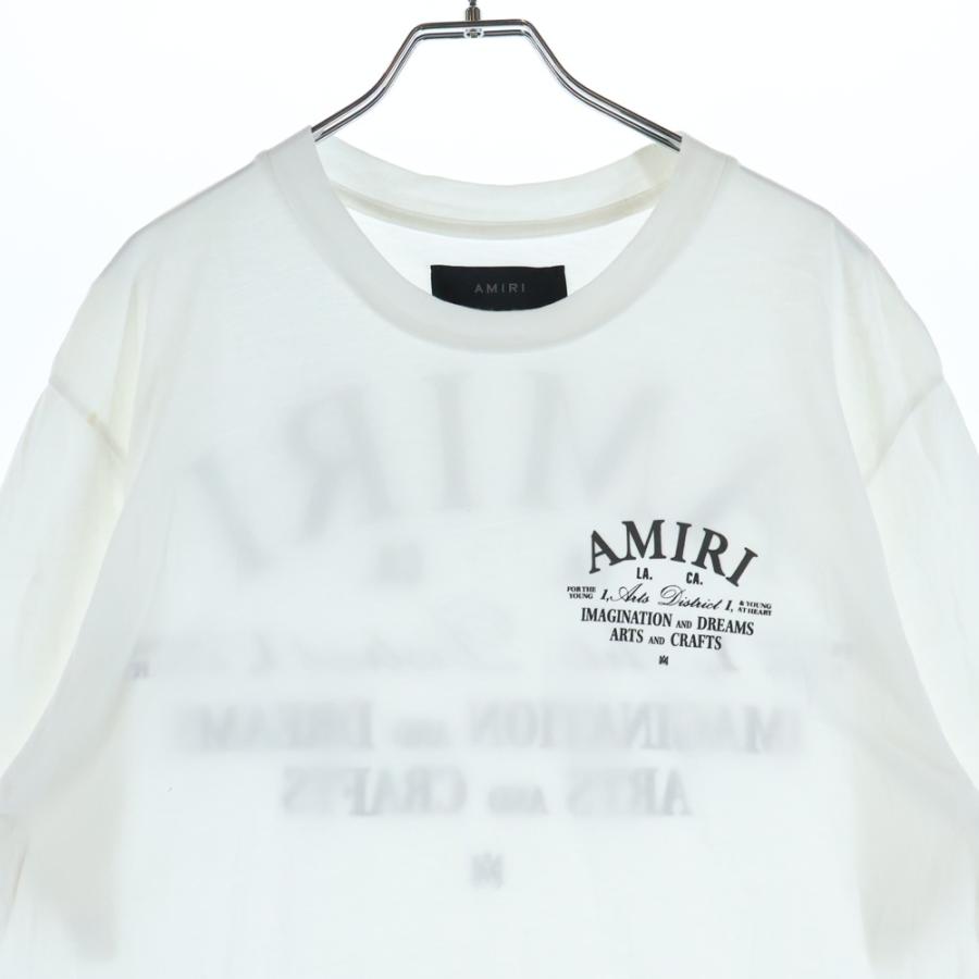 AMIRI アミリ 25SS 両面ロゴパッチ クルーネック半袖Tシャツカットソー ホワイト レディース AMIRI アミリ 25SS CITY TEE 両面ロゴプリント クルーネック半袖T