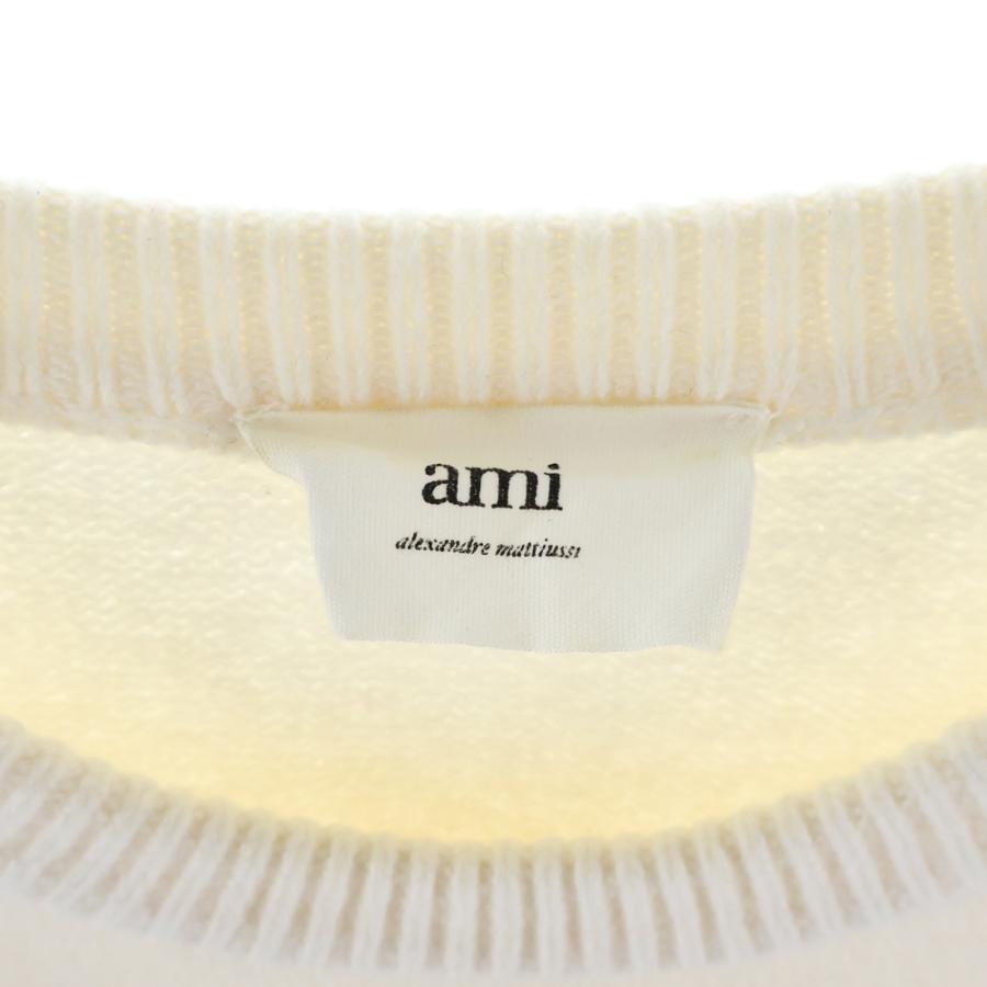 AMI Alexandre Mattiussi アミアレクサンドルマテュッシ 21AW フロント ハートロゴ プルオーバーニット セーター ホワイト H21K009.018 AMI Alexandre Mattiussi アミアレクサンドルマテュッシ 21AW フロント