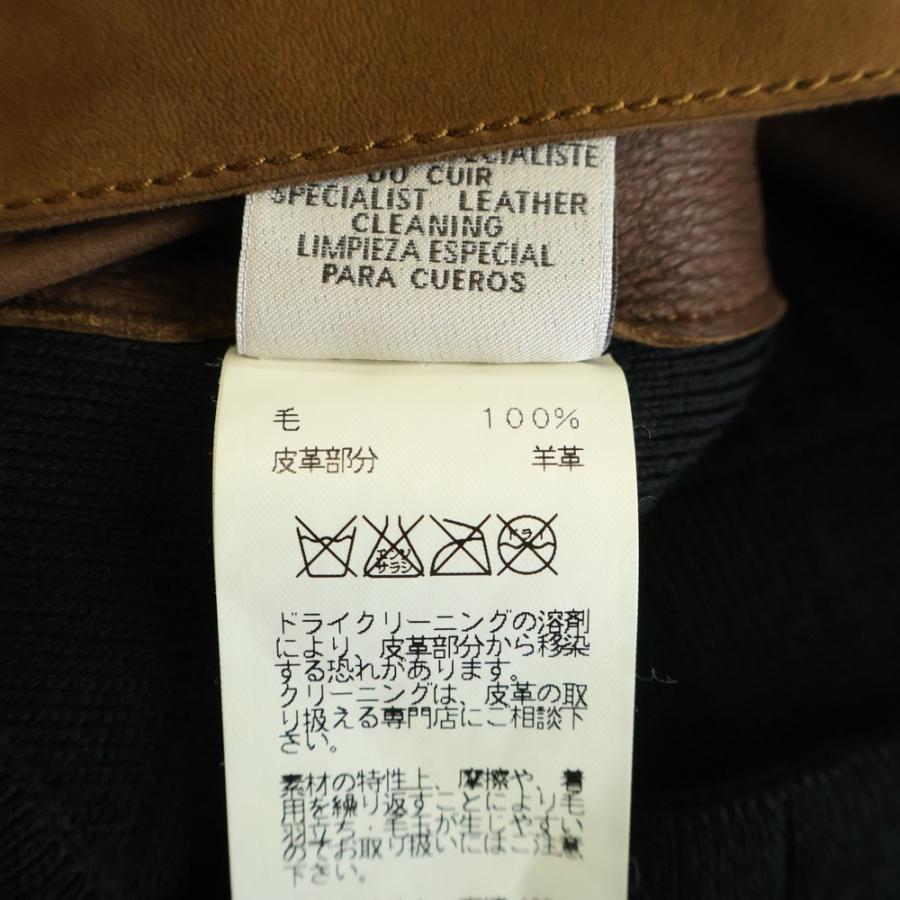 HERMES（エルメス） フロントボタン レザー切替 ドッキング 長袖ウール