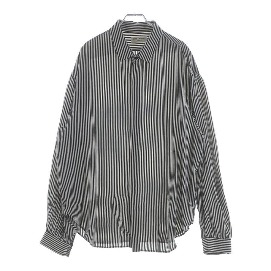 SAINT LAURENT PARIS サンローランパリ Stripe Silk Shirt ストライプ