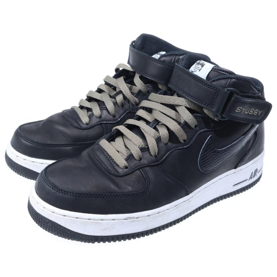 NIKE ナイキ 22SS×STUSSY AIR FORCE 1 MID BLACK SNAKESKIN ステューシー エアフォースワン ミッド ミドルカットスニーカー ブラック スネークスキン DJ7840-001 US9.5 NIKE（ナイキ） 22SS ×STUSSY AIR FORCE 1 MID BLACK SNAKESKIN