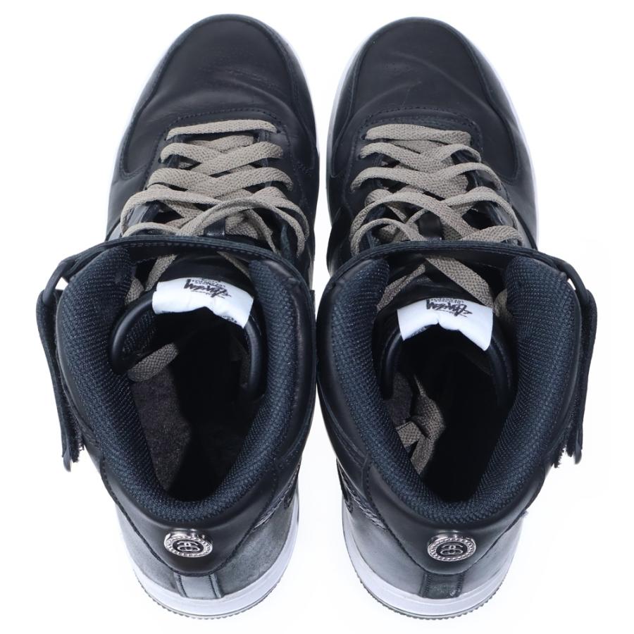NIKE ナイキ 22SS×STUSSY AIR FORCE 1 MID BLACK SNAKESKIN ステューシー エアフォースワン ミッド ミドルカットスニーカー ブラック スネークスキン DJ7840-001 US9.5 NIKE（ナイキ） 22SS ×STUSSY AIR FORCE 1 MID BLACK SNAKESKIN