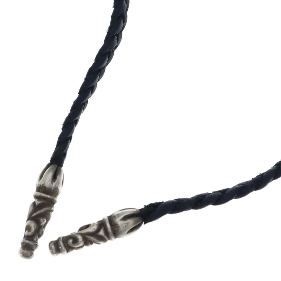 CHROME HEARTS クロムハーツ LEATHER BRAID SCROLL ネックレス レザーブレイドネックレス ブラック/シルバー BCA377 - CHROME HEARTS（クロムハーツ） LEATHER BRAID SCROLL ネックレス