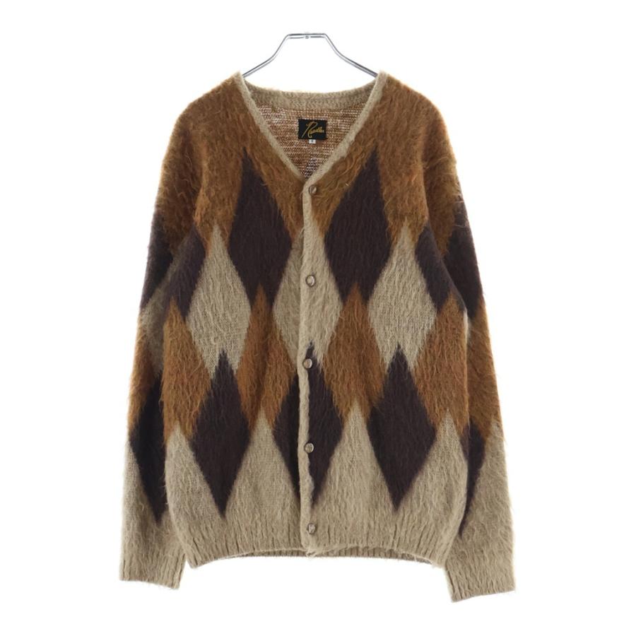Needles チェック柄 カーディガン モヘア ブラウン系 サイズ：Mサイズ Needles（ニードルス） MOHAIR CARDIGAN アーガイル柄 モヘアニット
