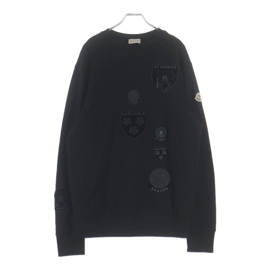 MONCLER ロゴプリント トレーナー ブラック MONCLER（モンクレール） 22AW マルチロゴワッペン クルーネック