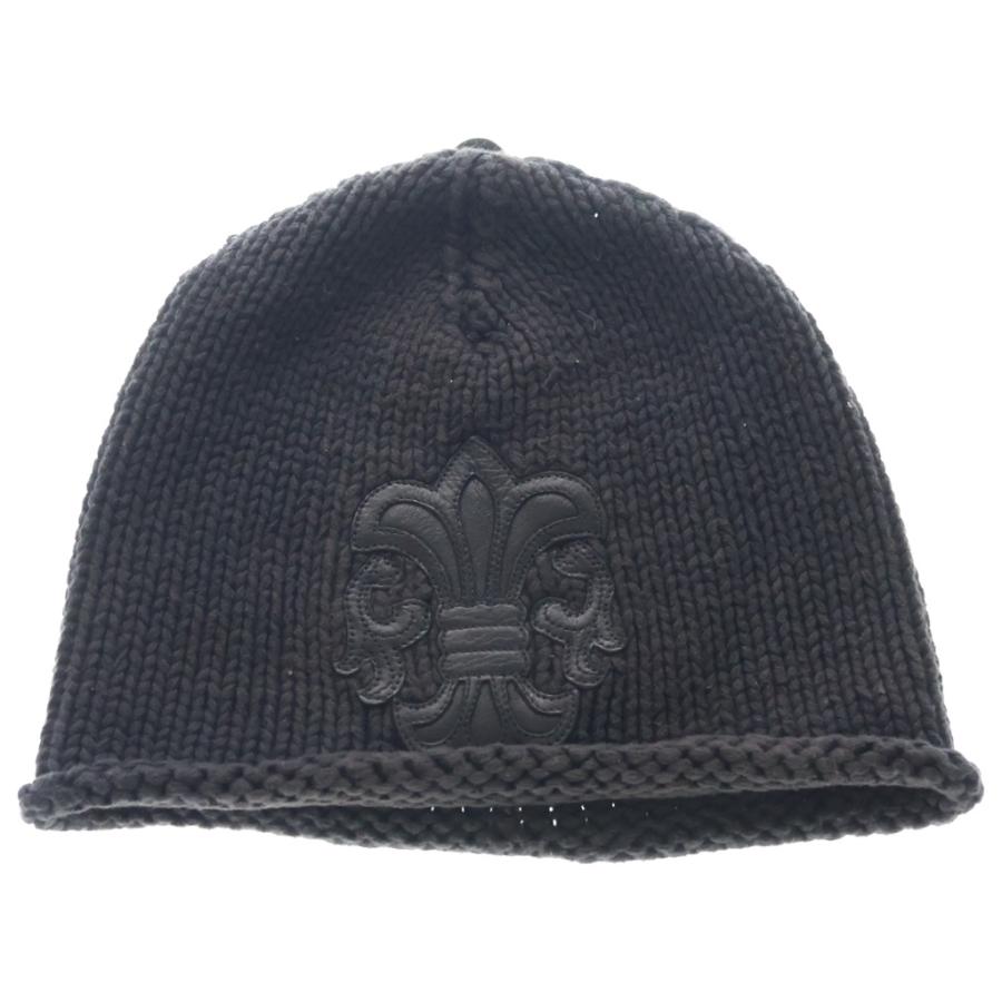 CHROME HEARTS クロムハーツ OLD BEANIE CASH オールド BSフレアパッチ カシミヤ ニットキャップ ビーニー 帽子 ブラック CHROME HEARTS（クロムハーツ） OLD BEANIE CASH オールド BSフレア