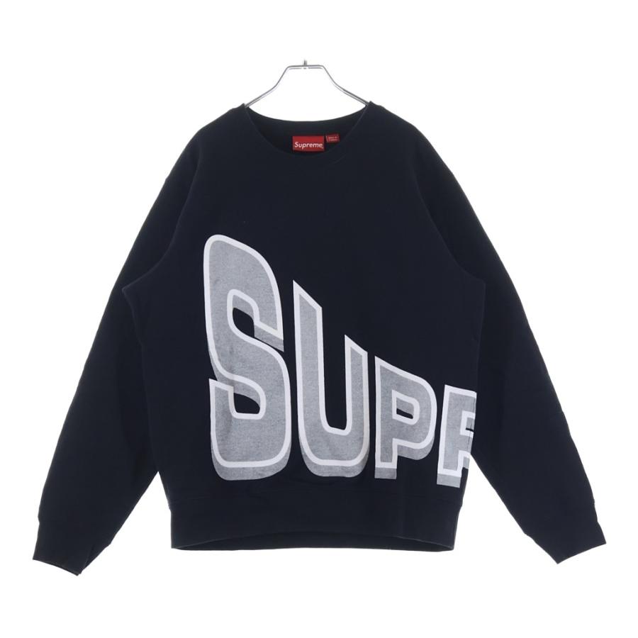 Supreme☆サイドロゴ クールネックスウェット☆黒 Amazon.co.jp