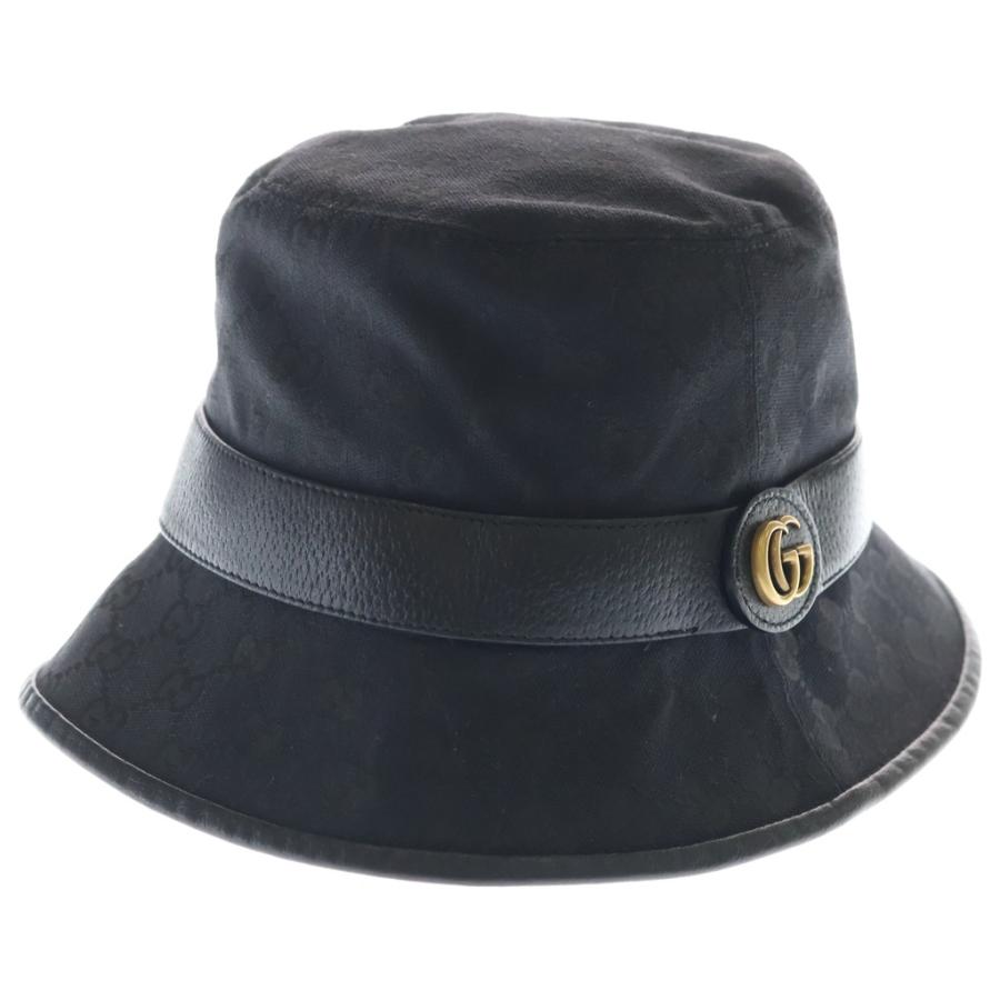 GUCCI グッチ GGキャンバス バケットハット 帽子 ブラック 576587 4HG53 GUCCI（グッチ） GGキャンバス バケットハット 帽子 ブラック 576587