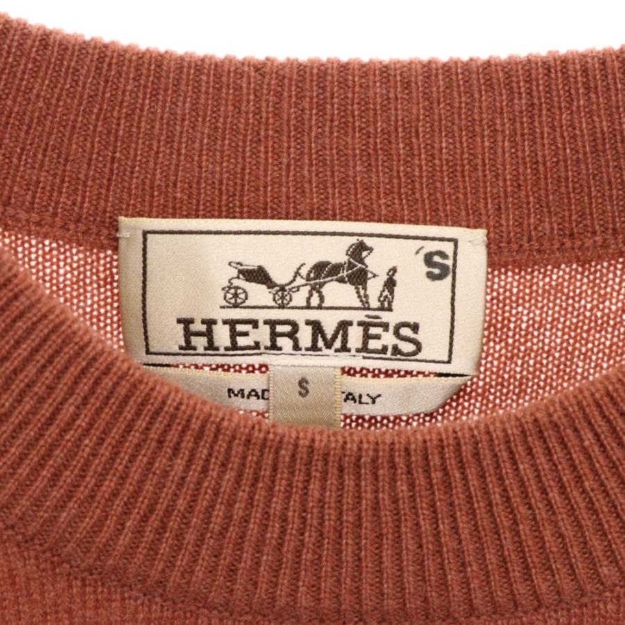 HERMES（エルメス） シェーヌ ラウンドネックニット ブラウン カシミア 