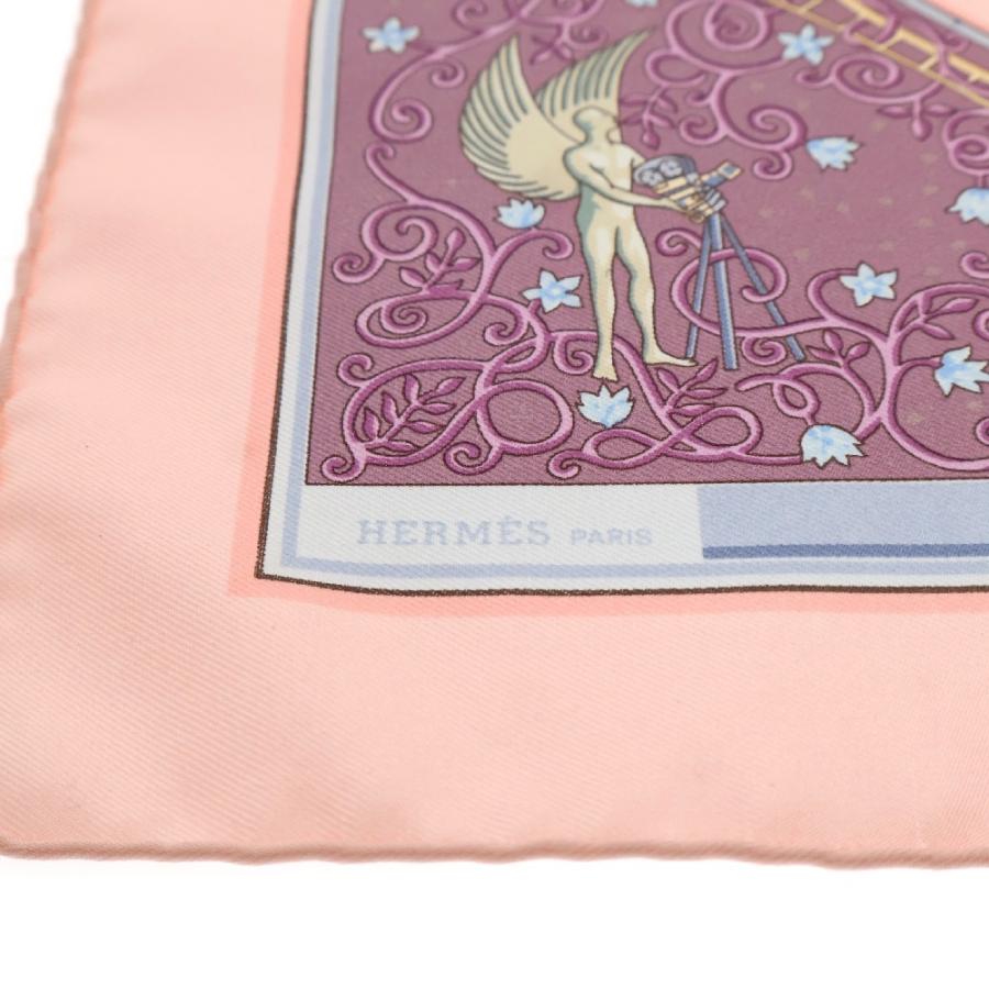 Hermès 地図柄 スカーフ HERMES エルメス カレ45 世界地図モチーフ ピンク シルク スカーフ