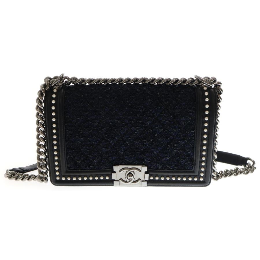 CHANEL シャネル ボーイシャネル ツイード ショルダーバッグ パール 