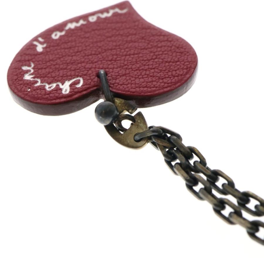 HERMES ハート型キーホルダー 赤 オレンジ HERMES（エルメス） ハート チャーム レッド×オレンジ レザー
