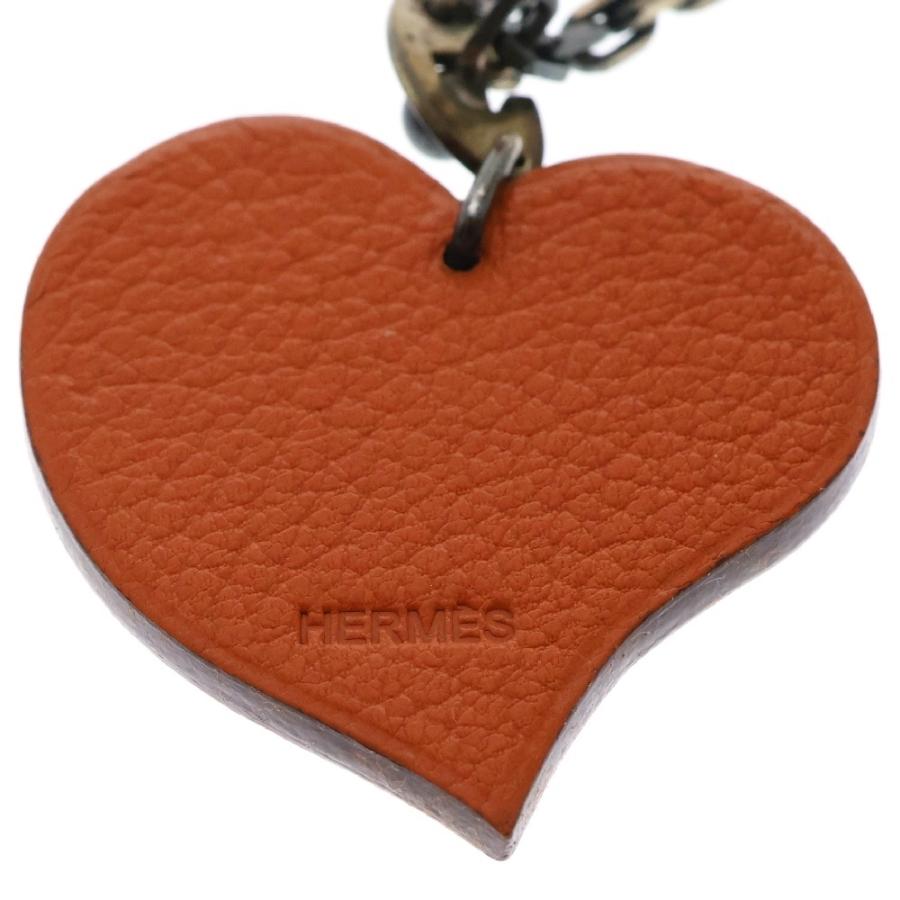 HERMES（エルメス） ハート チャーム レッド×オレンジ レザー