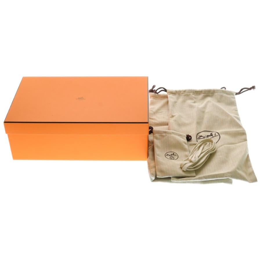 HERMES エルメス デイケリーバックル ボア レザーローカットスニーカー ブラック×ホワイト レディース 37.5/24.5cm