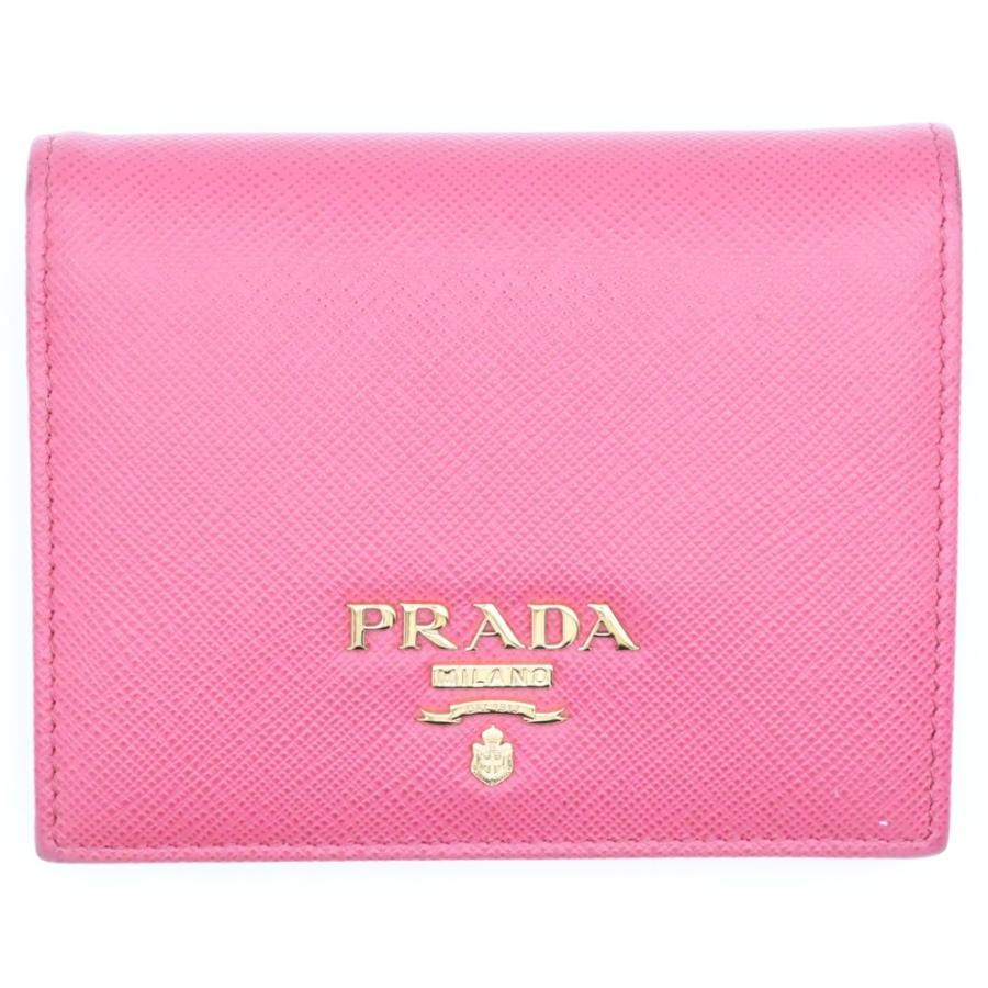 PRADA（プラダ） ロゴプレート サフィアーノレザー コンパクト 