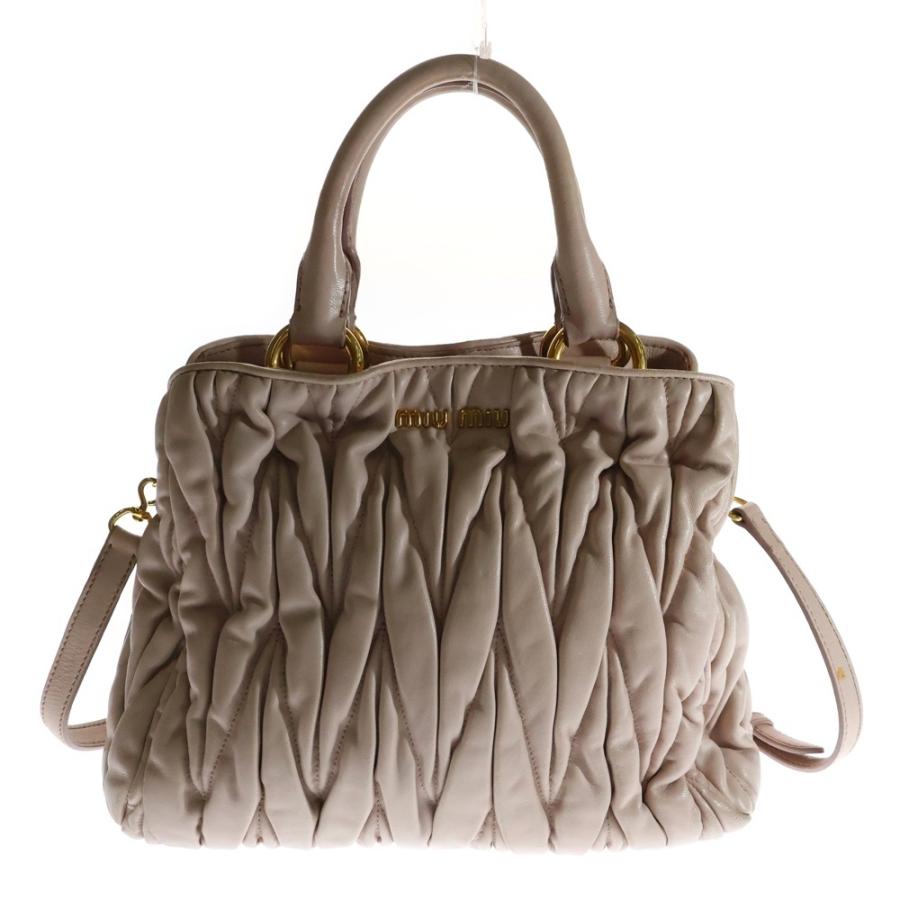 ミュウミュウ ハンドバッグ　2way マテラッセ　ショルダー　グレージュ ミュウミュウ miumiu マテラッセ レザー 2WAY ショルダーバッグ