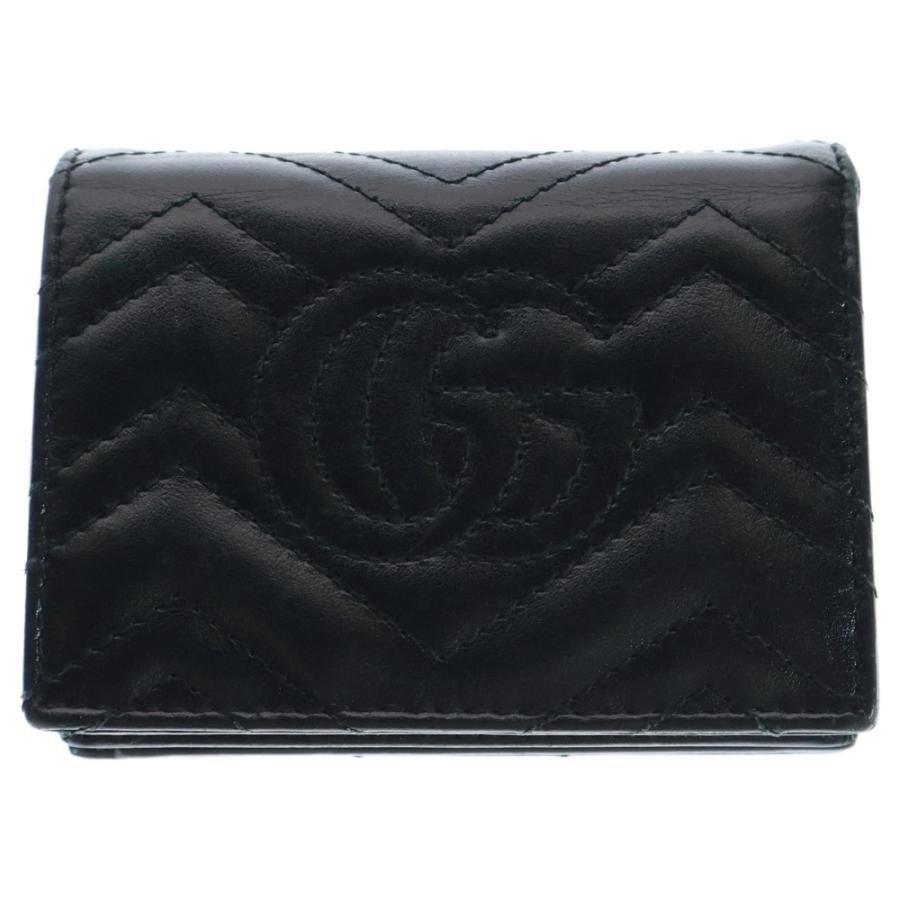 グッチ 二つ折り財布 GG柄 キルティング マーモント 黒 レザー GUCCI グッチ GGマーモント キルティングレザーコンパクト