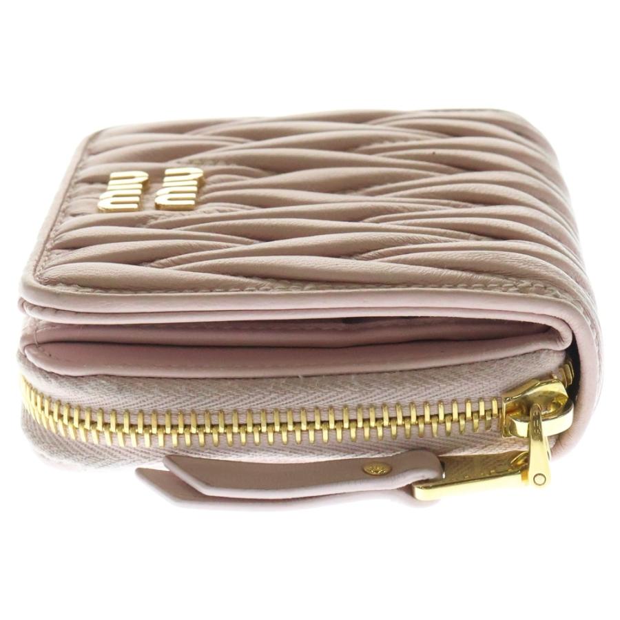 miumiu ミュウミュウ マテラッセ ロゴ ラウンドジップレザーコンパクト  