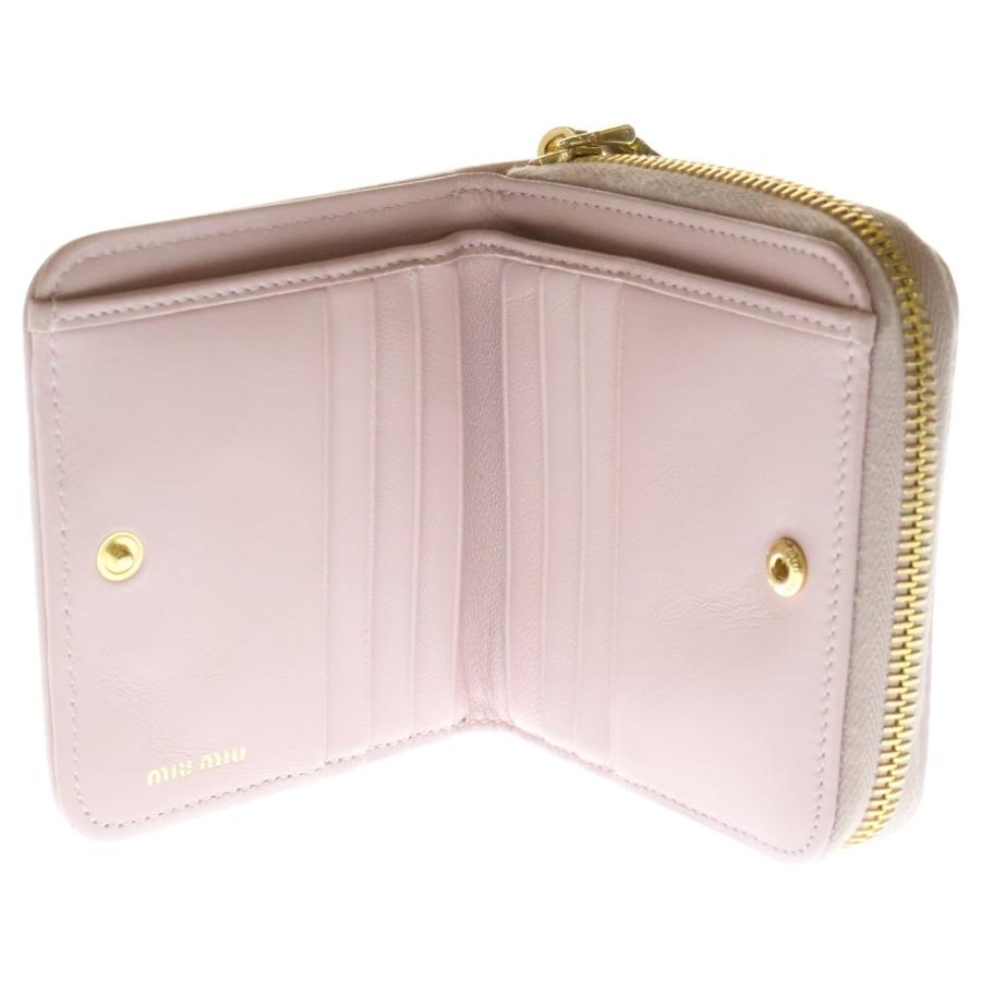 miumiu ミュウミュウ マテラッセ ロゴ ラウンドジップレザーコンパクト  