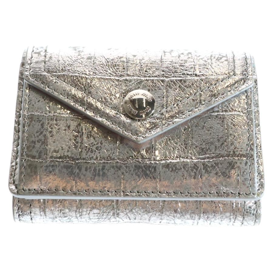 miumiu ミュウミュウ 型押し 三つ折り財布 コンパクトウォレット  