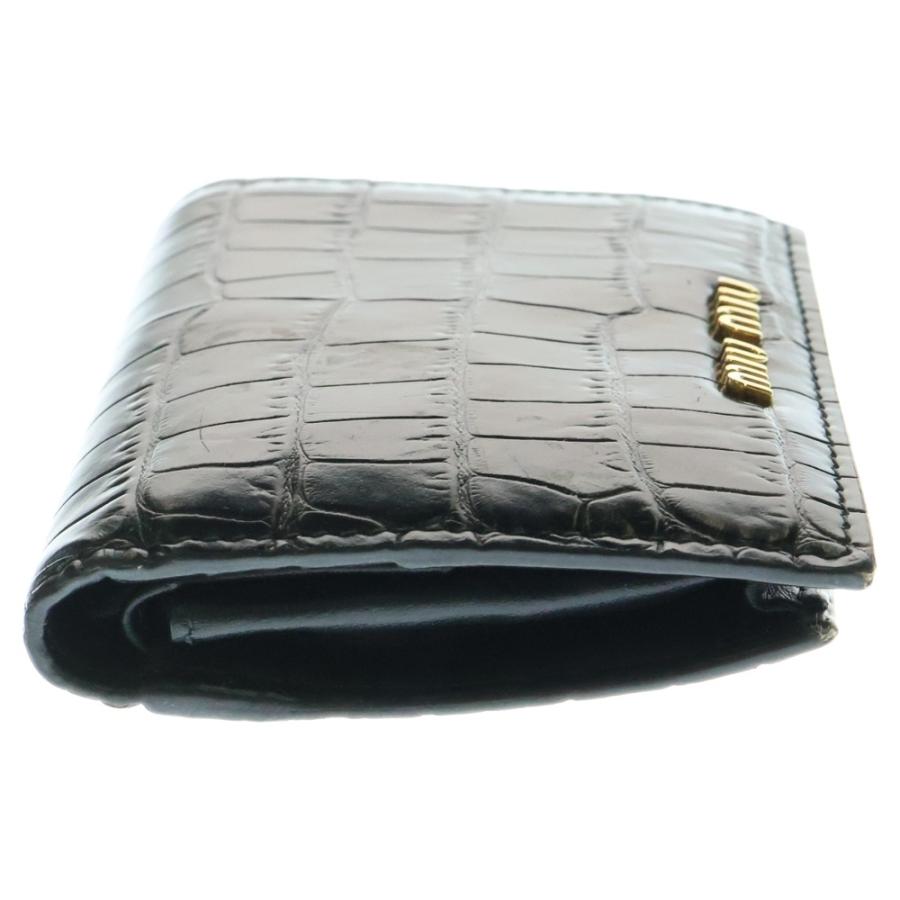 miumiu ミュウミュウ ロゴ 型押し コンパクトウォレット 二つ折り財布  