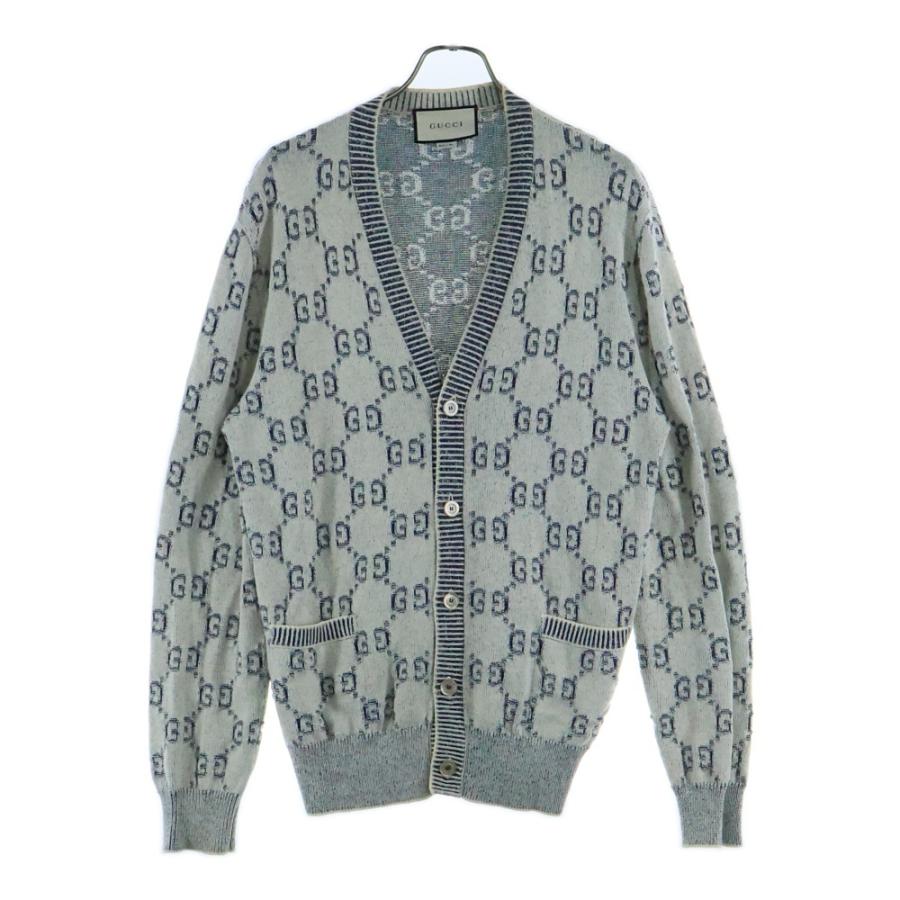 GUCCI（グッチ） GGジャガード コットン ニット カーディガン ホワイト
