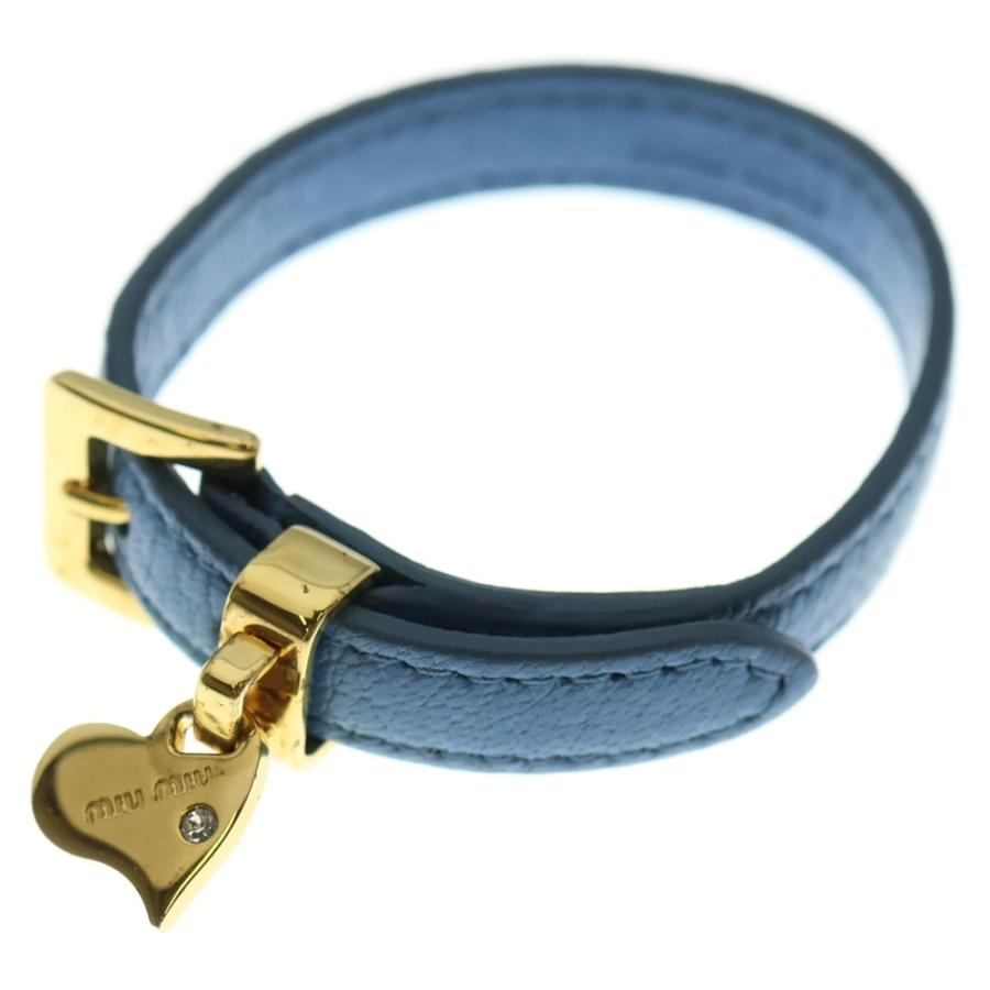 miumiu ミュウミュウ レザーバングル ブレスレット ライトブルー
