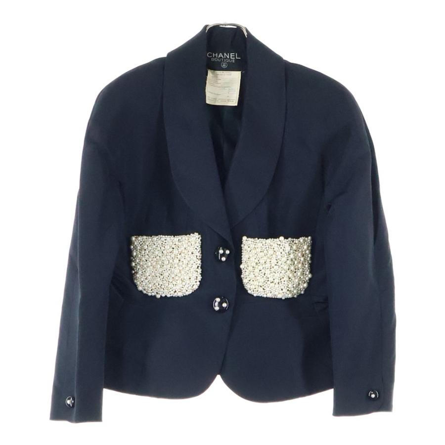 CHANEL（シャネル） 90S VINTAGE ヴィンテージ パール装飾 シルク 2B