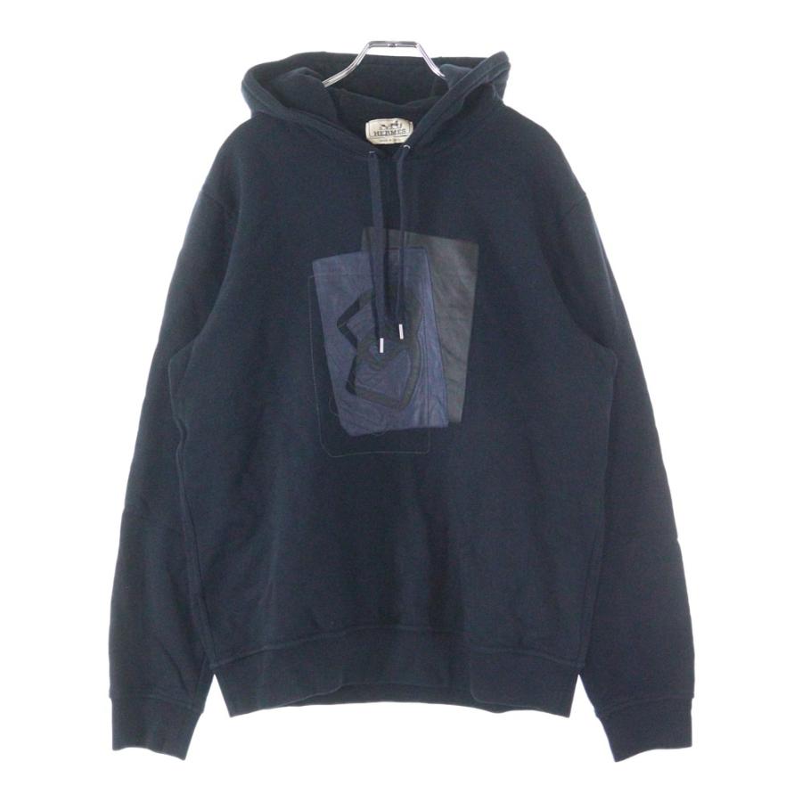 HERMES（エルメス） レザーパッチ ステッチデザイン プルオーバー 