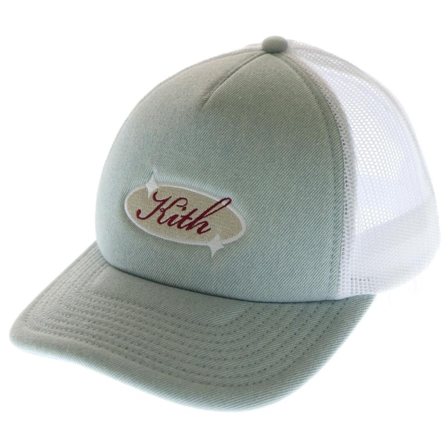 KITH トラッカーキャップ ホワイト/ブラック KITH（キス） Logo Denim Nolan Trucker Cap ロゴナイロントラッカー