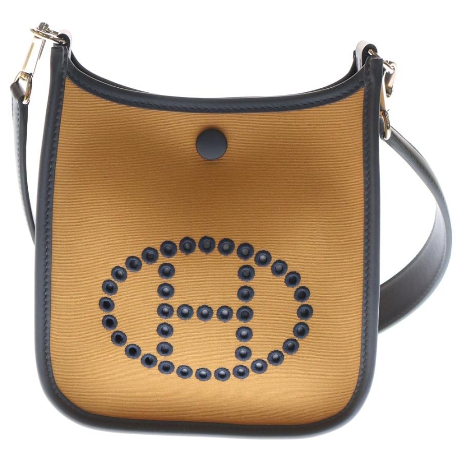 エルメス HERMES ネオ エヴリンTPM ショルダーバッグ バッグ レザー キャンバス トワルオフィシエ / ヴォースイフト トワルオフィシエ レディース ボルドー系 / ブラウン系 / ルージュセリエ/ブルーザンジバル 【中古】 HERMES（エルメス） ネオエブリンTPM パンチングロゴ レザー切替