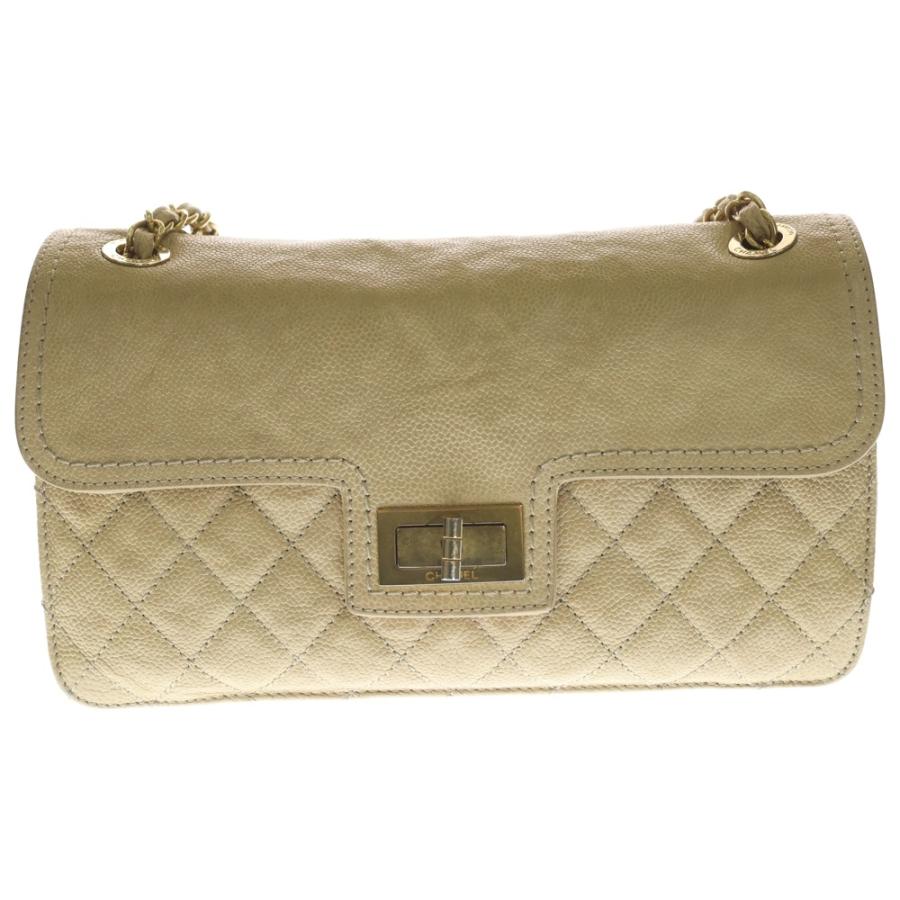 CHANEL シャネル マトラッセ 2.55 SフラップWチェーン ショルダーバッグ ハンドバッグ ベージュ ソフトキャビア ゴールド金具 CHANEL（シャネル） マトラッセ 2.55 SフラップWチェーン ショルダー