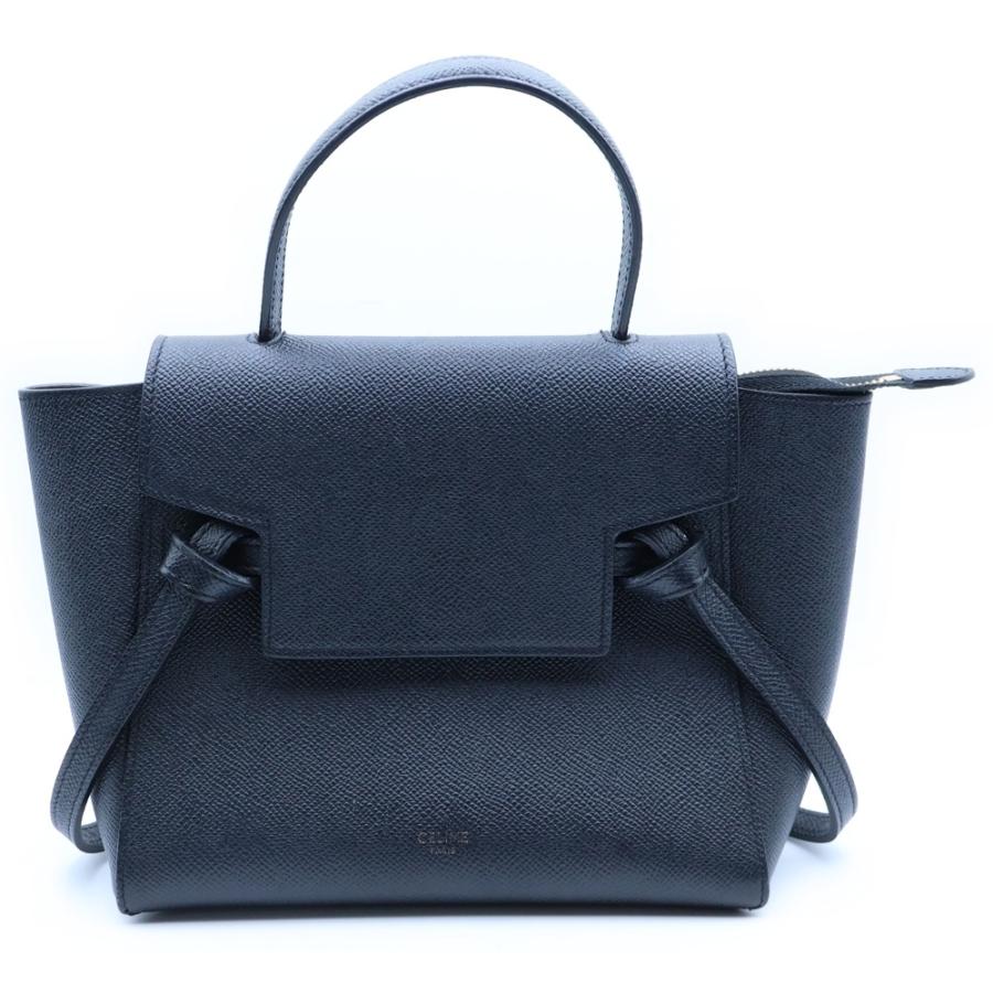 未使用級◆CELINE ベルトバッグ ナノ 2way ショルダーバック ブラック CELINE（セリーヌ） ベルトバッグ ナノ 2WAYバッグ ハンドバッグ