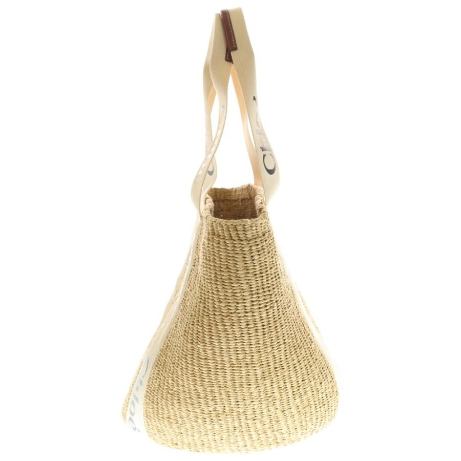 Chloé ホワイト ベージュ かごバッグ Chloe（クロエ） ラージバスケット ロゴ かご ハンドバッグ ベージュ