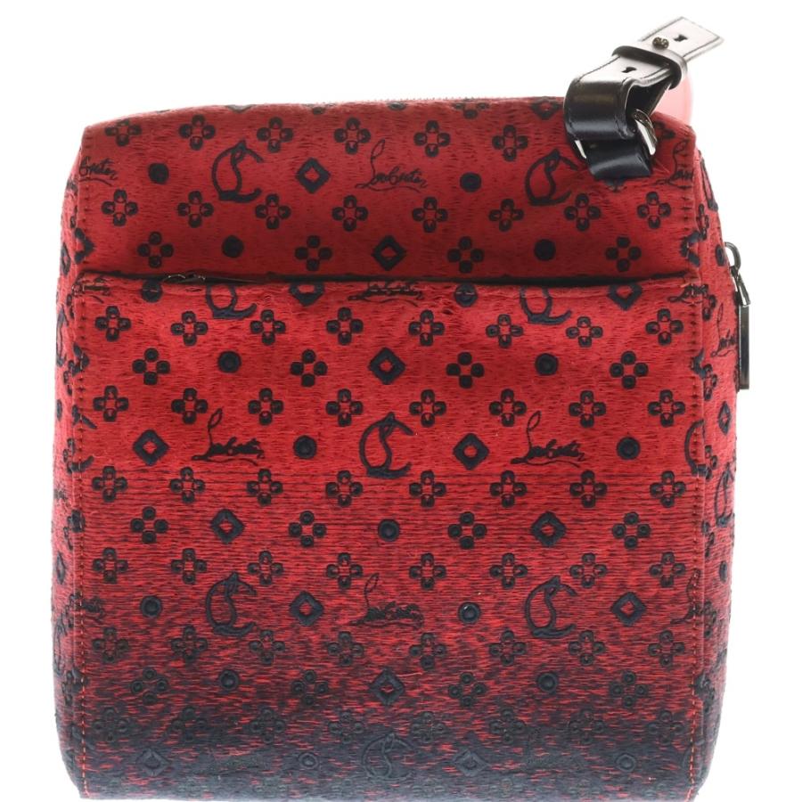 CHRISTIAN LOUBOUTIN クリスチャンルブタン ロゴジャガード キャンバス レザー ショルダーバッグ レッド/ブラック Christian Louboutin（クリスチャンルブタン） ロゴジャガード