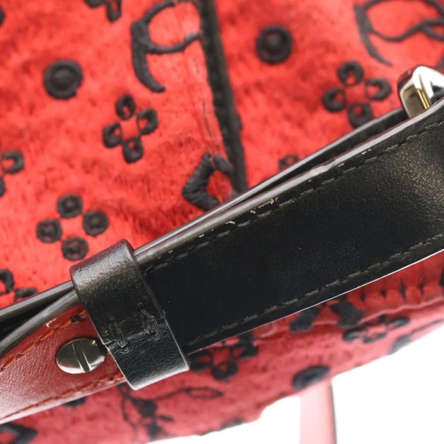 CHRISTIAN LOUBOUTIN クリスチャンルブタン ロゴジャガード キャンバス レザー ショルダーバッグ レッド/ブラック Christian Louboutin（クリスチャンルブタン） ロゴジャガード