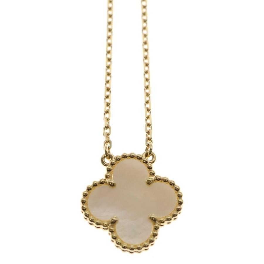 Van Cleef & Arpels ヴィンテージアルハンブラ マザーオブパール ネックレス ペンダント チェーン ゴールド×ホワイト K18 VCARA45900_2