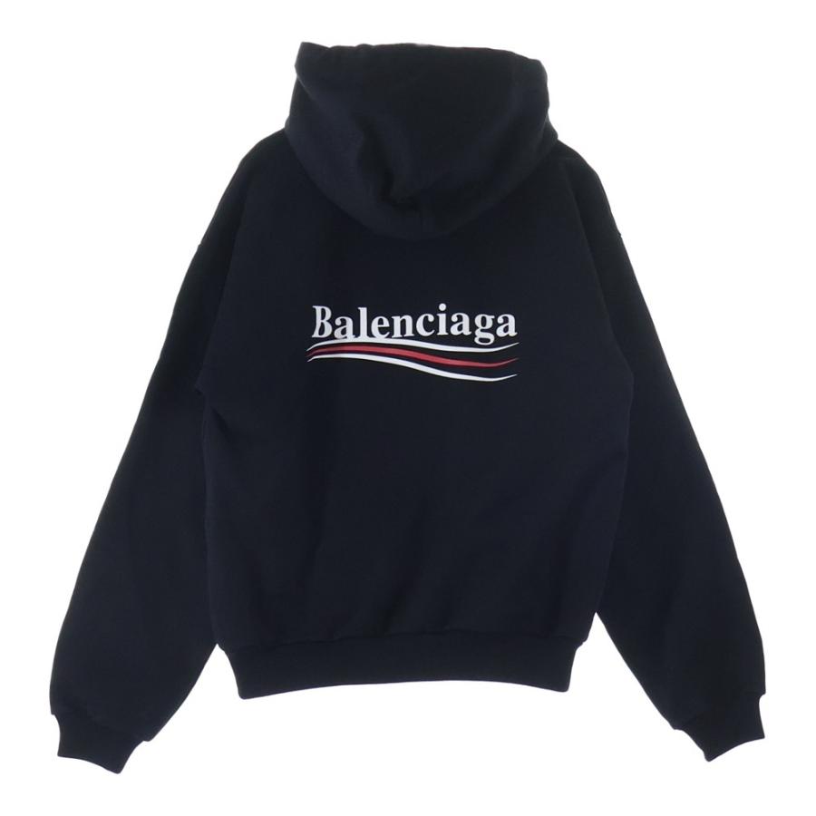【希少・人気】バレンシアガ キャンペーンロゴ 両面ロゴ バックロゴ パーカー黒 BALENCIAGA（バレンシアガ） キャンペーンロゴプリント プルオーバー