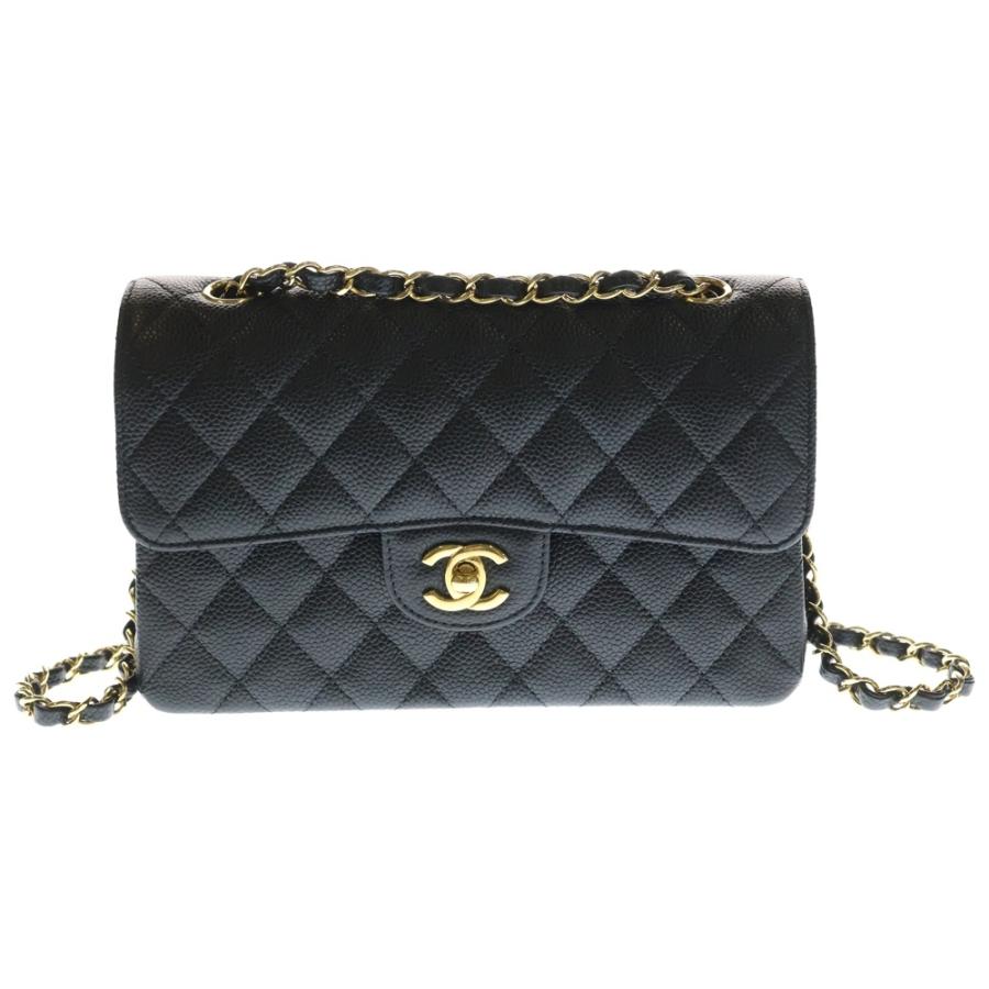 CHANEL シャネル マトラッセ23 ダブルフラップ ダブルチェーン ショルダーバッグ ブラック キャビアスキン ゴールド金具 A01113 CHANEL（シャネル） マトラッセ23 ダブルフラップ ダブルチェーン