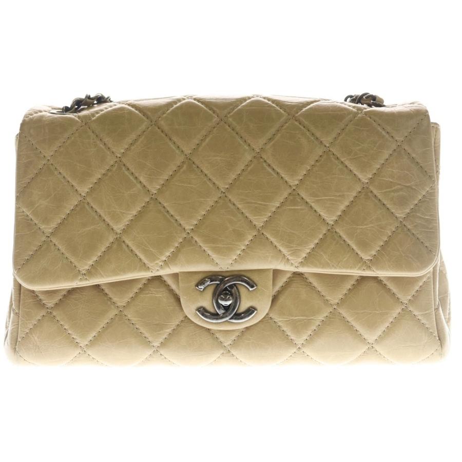 CHANEL（シャネル） マトラッセ28 SフラップWチェーン ベージュ レザー 