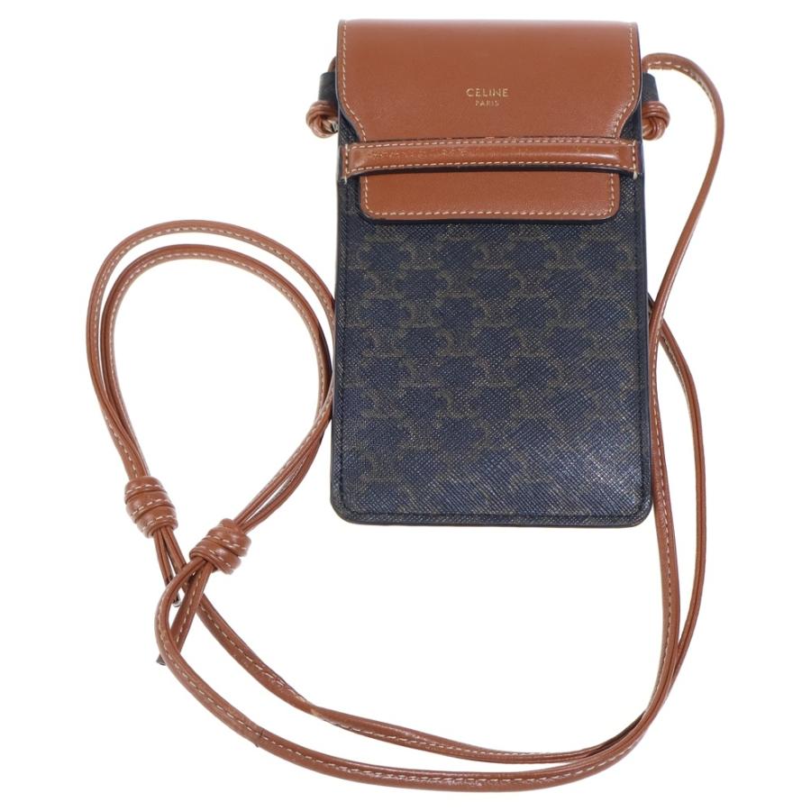 CELINE セリーヌ トリオンフ PVC レザー モバイル ショルダー フォンポーチ ブラウン 10G332CQD CELINE（セリーヌ） トリオンフ PVC レザー モバイル ショルダー