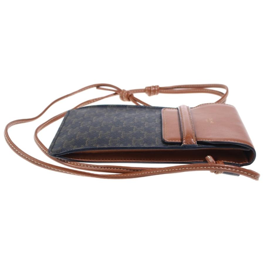 CELINE セリーヌ トリオンフ PVC レザー モバイル ショルダー フォンポーチ ブラウン 10G332CQD CELINE（セリーヌ） トリオンフ PVC レザー モバイル ショルダー