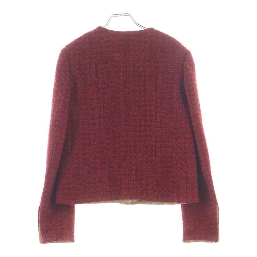 CHANEL（シャネル） ノーカラー ジャケット レッド ツイード 38