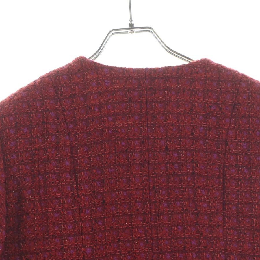 CHANEL（シャネル） ノーカラー ジャケット レッド ツイード 38