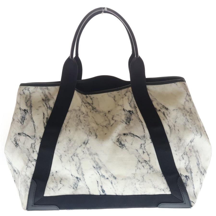 BALENCIAGA バレンシアガ ネイビーカバスM ハンドバッグ 代理石柄 トートバッグ ブラック×ホワイト キャンバス_1