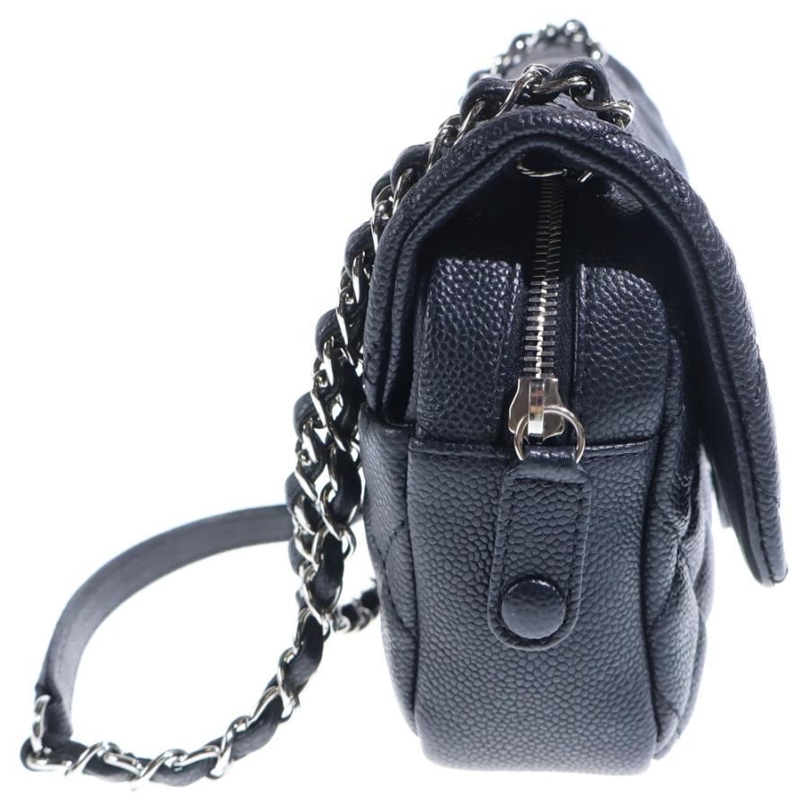 CHANEL シャネル マトラッセ25 Wチェーン ジップ チェーンショルダーバッグ ハンドバッグ ブラック ソフトキャビアスキン シルバー金具 CHANEL（シャネル） マトラッセ25 Wチェーン ジップ チェーン