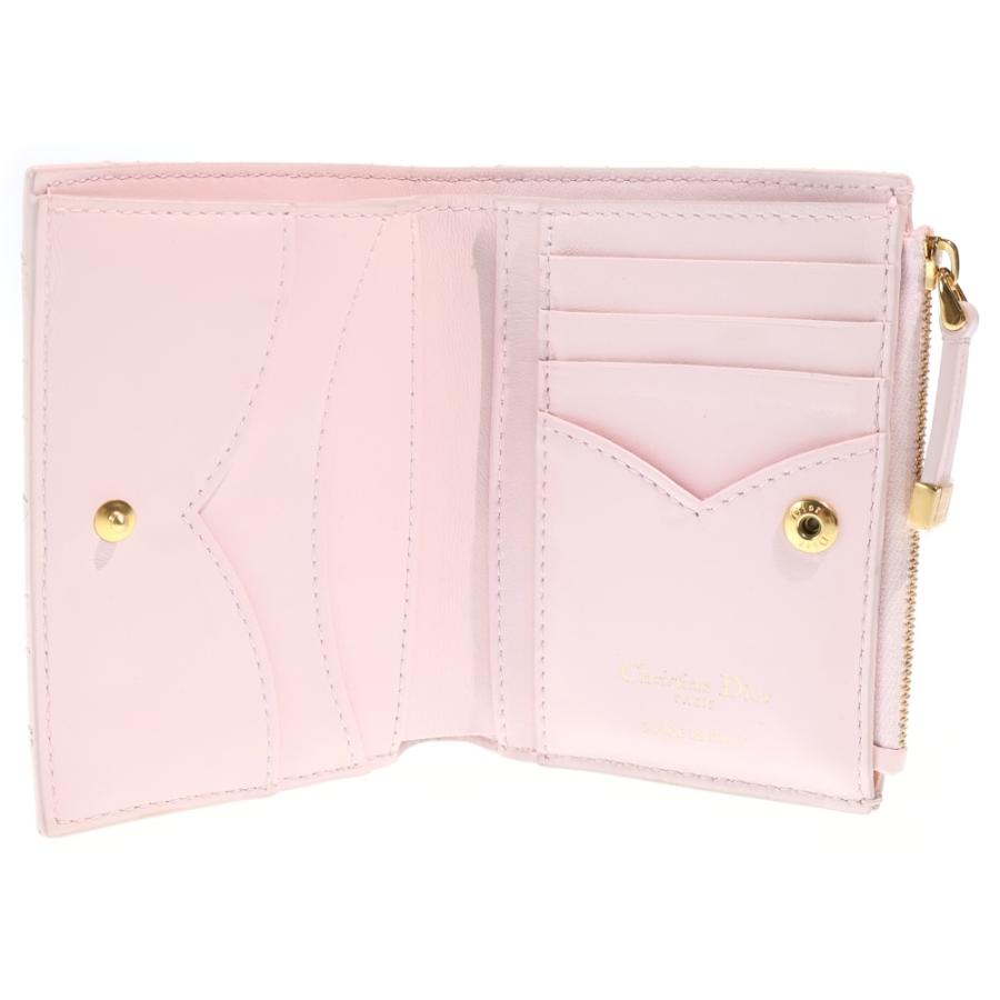 Christian Dior クリスチャンディオール ハート ダリアウォレット コンパクトウォレット 二つ折り財布 ケース ライトピンク ラムスキン ゴールド金具 Christian Dior（クリスチャン・ディオール） ハート ダリアウォレット