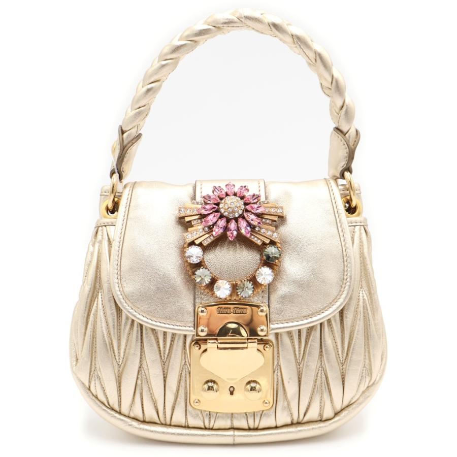 ミュウミュウ MIUMIU ハンドバッグ ショルダーバッグ オパール miumiu ミュウミュウ マテラッセ クリスタル 2WAYハンドバッグ