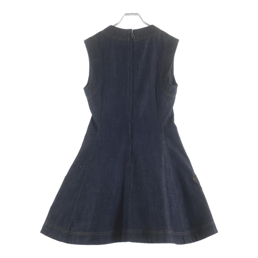 Christian Dior クリスチャンディオール ビジューデザイン ストーン半袖デニムワンピース インディゴブルー #38 6A22604L 1317の画像